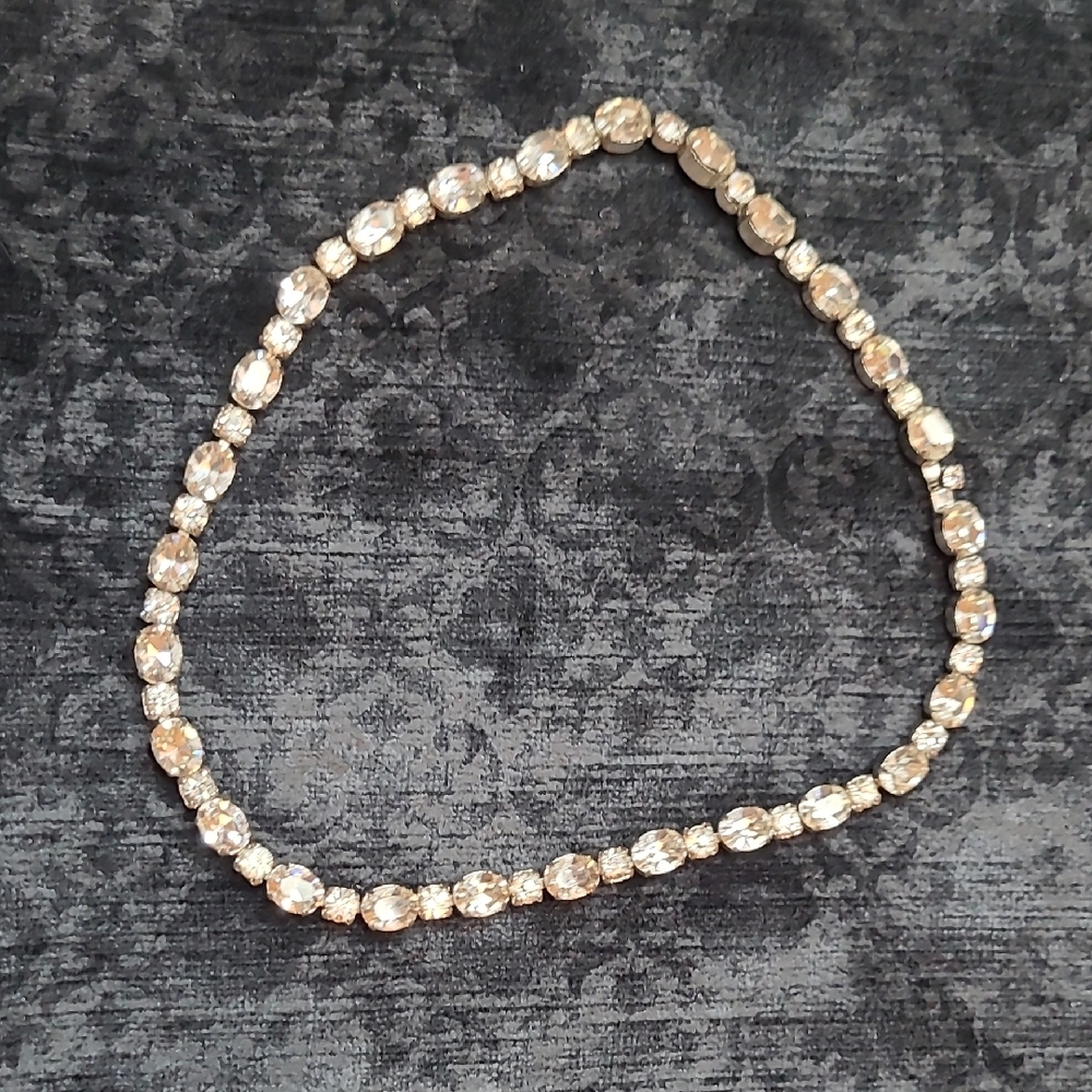 🌼2/$12 Vintage Choker/Bracelet Glass Rhinstone Sparkling Necklace 14 Inches